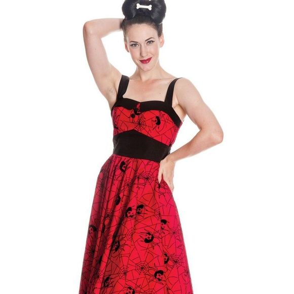 Hell Bunny Dresses & Skirts - Hell Bunny New Black Widow Red and Black Flocked Dress -Small